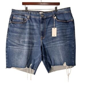 Good American Bermuda Denim Jean Shorts Womens Size 28-32 Distressed Blue‎
